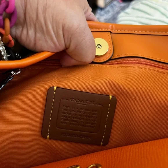 Coach Signature Canvas and Bright Mandarin City Bucket Bag - Picture 7 of 16